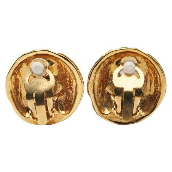 Cc Logo Round Clip-On Earrings Metal #215673C60B - Picture 3 of 5